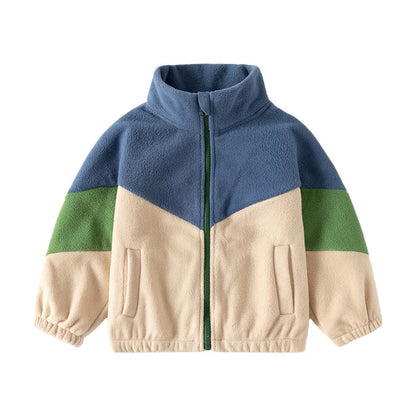 Kids’ Color block Fleece Zip Jacket – Soft Winter Layer