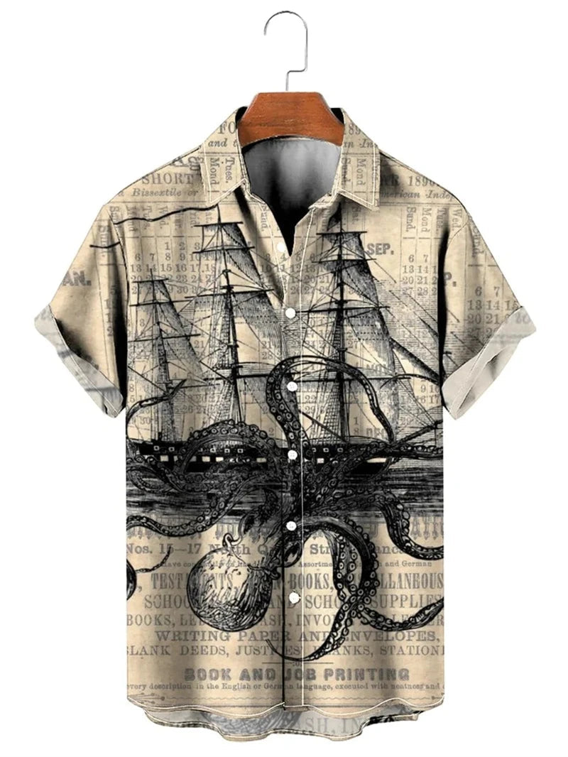 Men’s & Teens’ Printed Button-Up Shirt – Short Sleeve, Lightweight