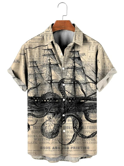 Men’s & Teens’ Printed Button-Up Shirt – Short Sleeve, Lightweight