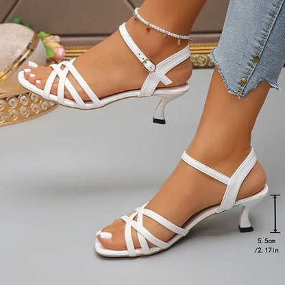 White Ankle Strap Heeled Sandals – Strappy Summer Dress Heels