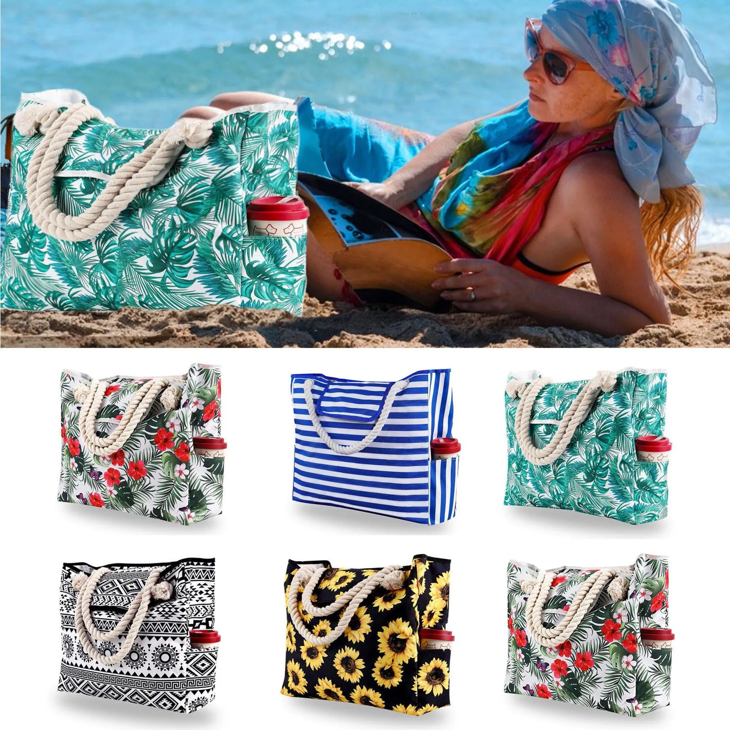 Striped Rope-Handle Beach Tote - The Dock Drop