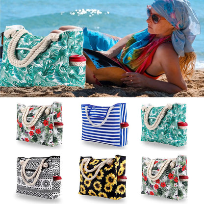 Striped Rope-Handle Beach Tote - The Dock Drop