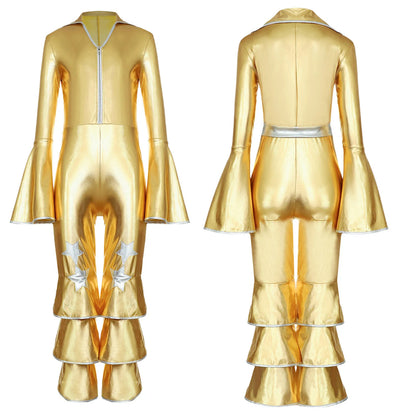 Girls’ Metallic Bell Bottom Jumpsuit – Retro Theme Night Costume