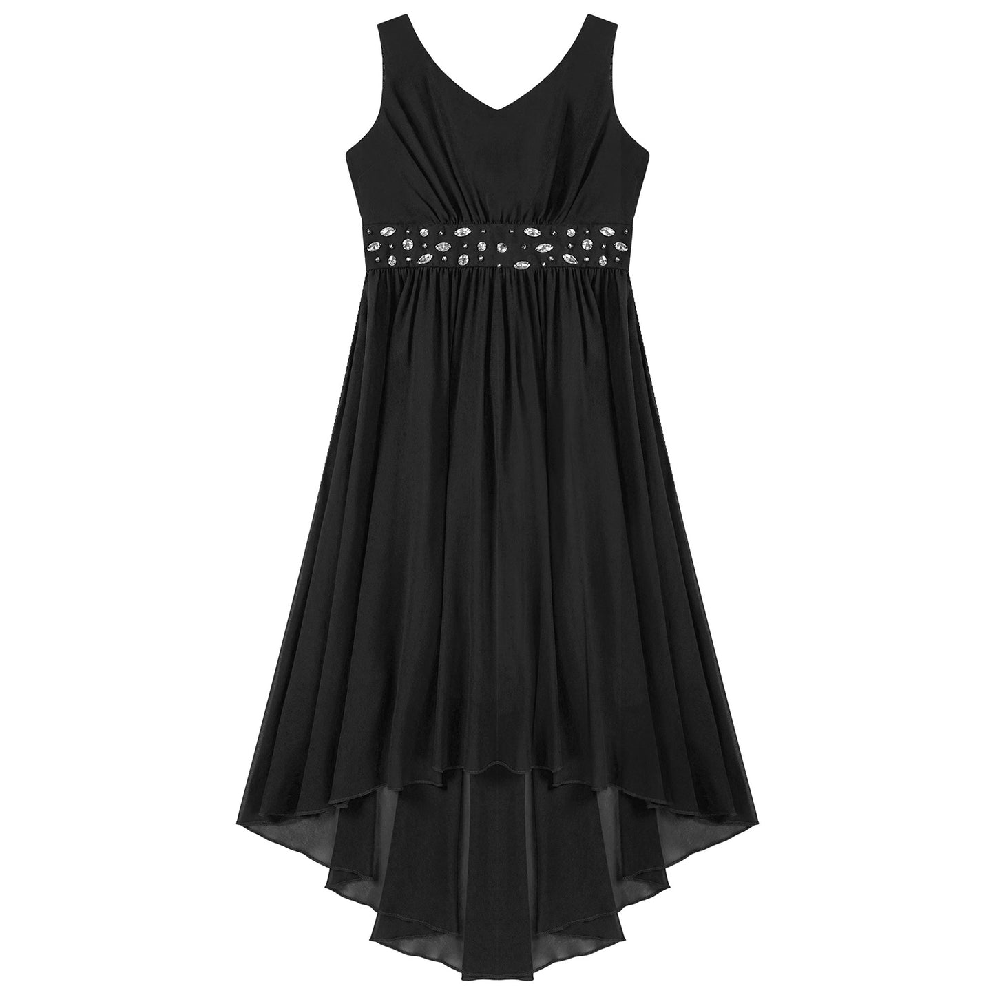 Girls’ Beaded Hi-Low Chiffon Dress – Flower Girl & Party