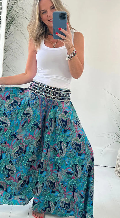 Women’s Floral Wide-Leg Pants – Boho Vacation Style