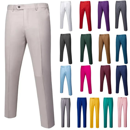 Solid Formal Tailored Suit Trousers