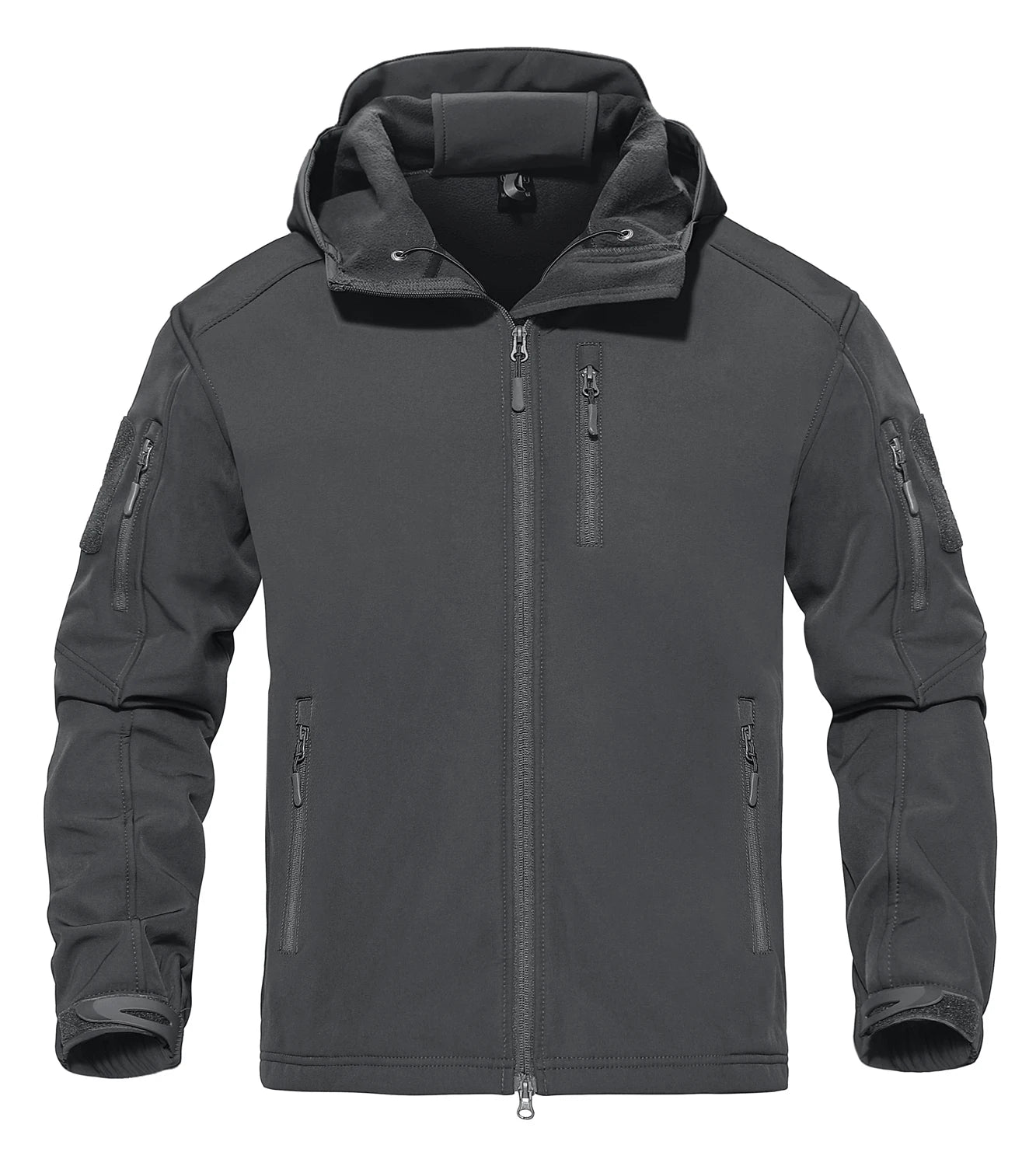 Men’s Waterproof Softshell Fleece Jacket – Hooded, Multi-Pocket, Outdoor Ready