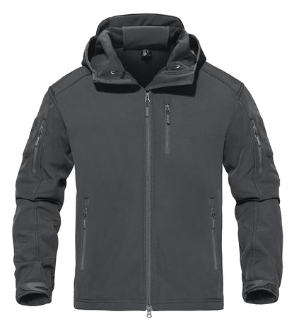 Men’s Waterproof Softshell Fleece Jacket – Hooded, Multi-Pocket, Outdoor Ready