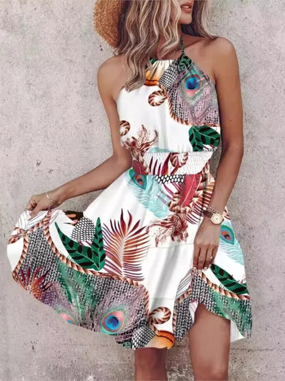 Bohemian Halter Mini Dress