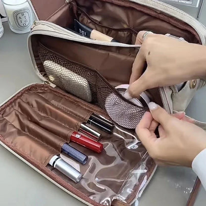 Large Travel Makeup Organizer Bag – Double Zipper Storage