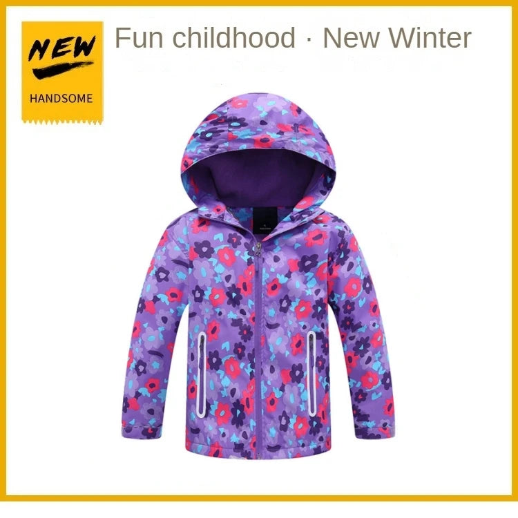 Girls' Polar Fleece Hooded Winter Jacket