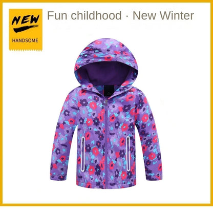 Girls' Polar Fleece Hooded Winter Jacket