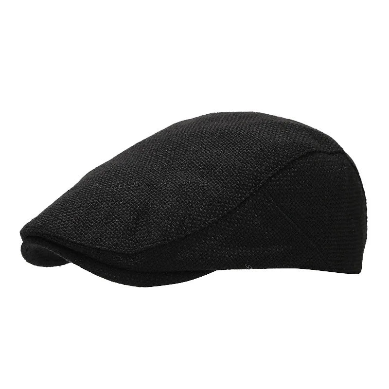 Men’s Adjustable Linen Flat Cap – Textured Casual Style