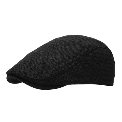 Men’s Adjustable Linen Flat Cap – Textured Casual Style
