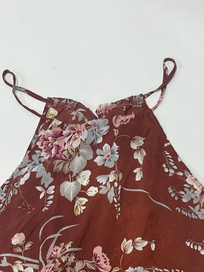 Women’s Floral High-Slit Halter Dress – Sleeveless, Summer Maxi