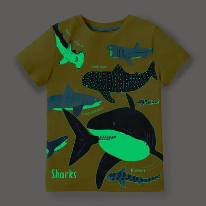 Kids Glow-in-the-Dark Shark & Dinosaur T-Shirt