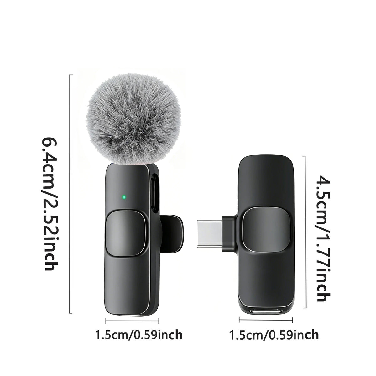 USB-C Wireless Lavalier Microphone – Portable Clip-On Travel Mic