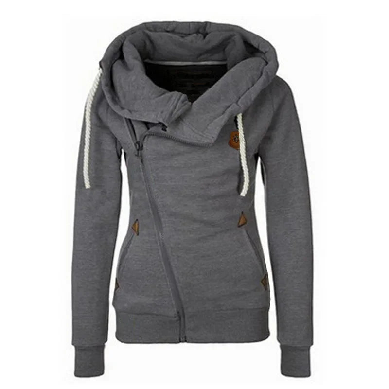 Women’s & Teens’ Side-Zip Hoodie – Warm, Soft, High-Neck, Casual Fit