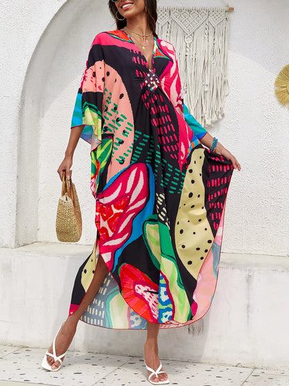 Women’s Flowing Caftan Cover-Up – Beach & Poolside Elegance
