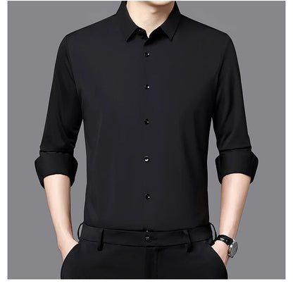 Men’s Ultra-Stretch Long-Sleeve Shirt – Silky Feel, Smart Casual Fit
