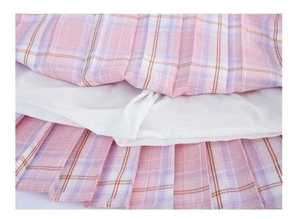 Girls’ T-Shirt & Plaid Skirt Set – 2 Piece Outfit