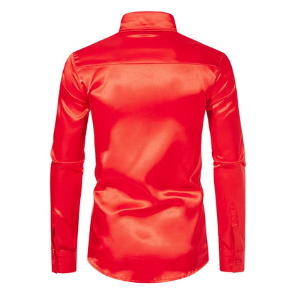 Men’s Satin Dress Shirt – Long Sleeve Formal Button Down