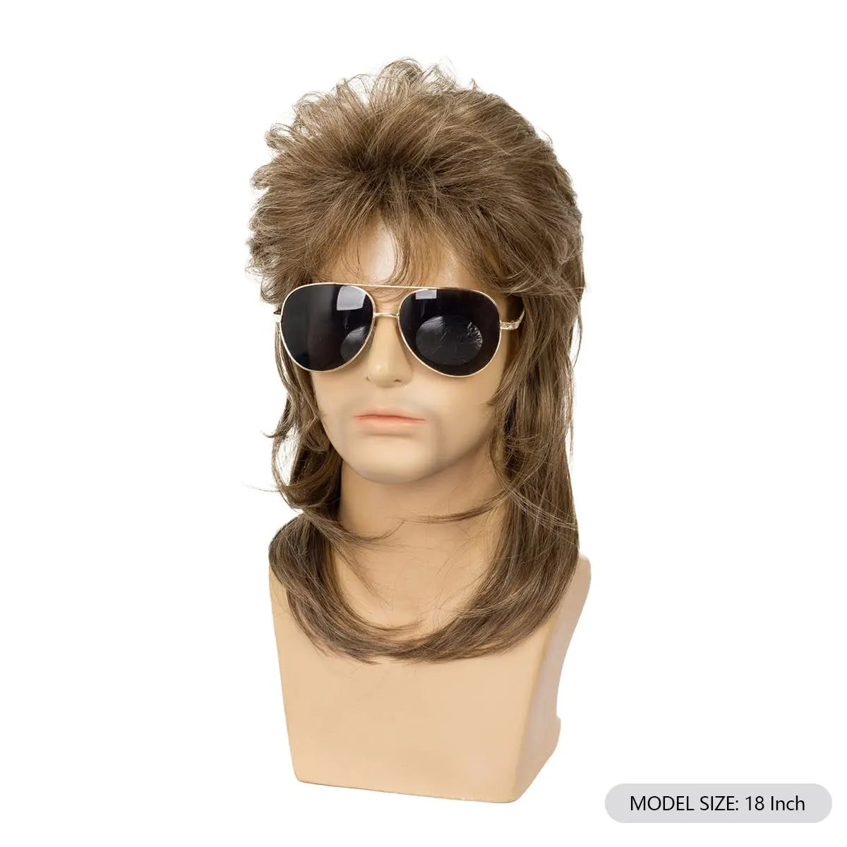 Mullet Wigs for Men Synthetic 70s 80s Costumes Mens Black Fancy Party Accessory Cosplay Hair Wig