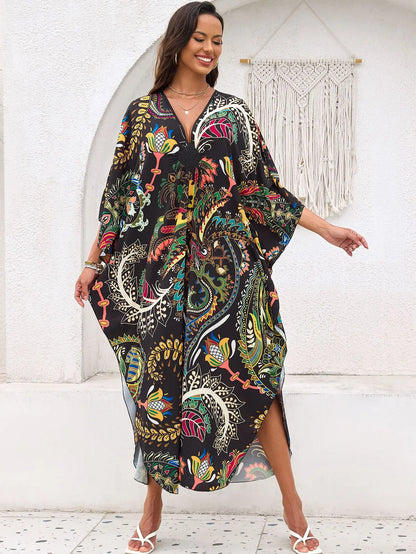 Women’s Flowing Caftan Cover-Up – Beach & Poolside Elegance