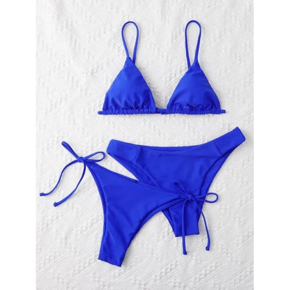 Women's 3-Piece Triangle Bikini Set – Tie Side Swimwear