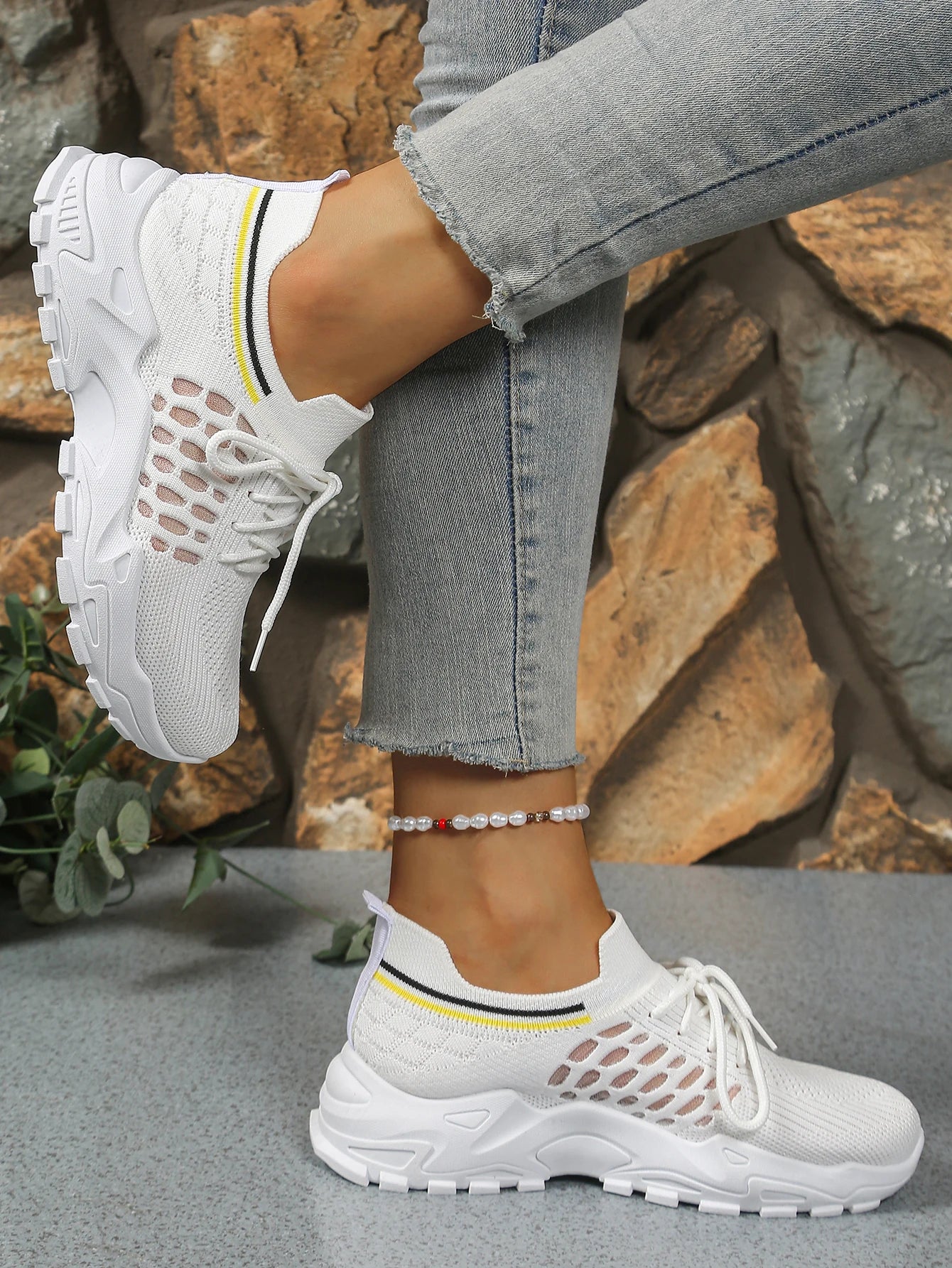 Women's peek-a-boo mesh Leopard print sneakers