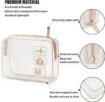 Clear PVC Travel Toiletry Bag – Zip Pouch for Cruise & Air Travel