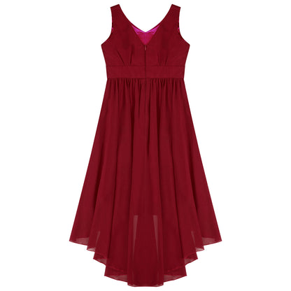 Girls’ Beaded Hi-Low Chiffon Dress – Flower Girl & Party