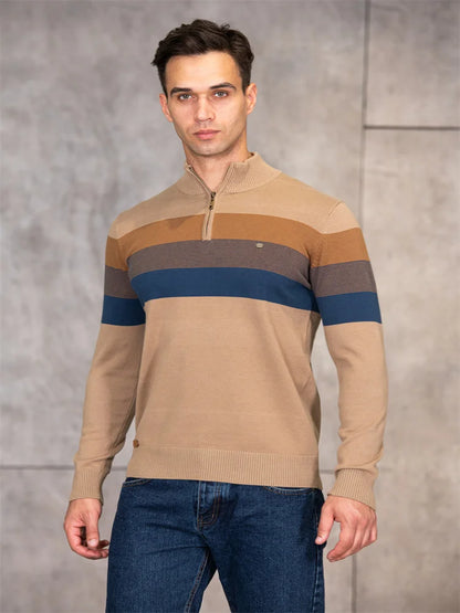 Men’s Quarter-Zip Mock Neck Knit Pullover – Long Sleeve