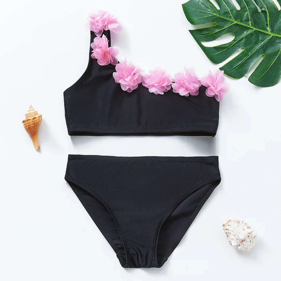 UV Baby Girl Swimsuit Two Piece Swimming Jumpsuit Ruffles Bathing Suit Summer Sleeveless Kids Swimwear for Girls 3-10 Years
