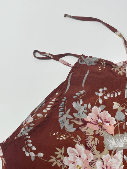 Women’s Floral High-Slit Halter Dress – Sleeveless, Summer Maxi