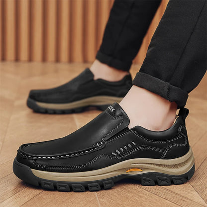 Men’s Hand-Stitched Casual Loafers – Microfiber Upper, Slip-On Comfort