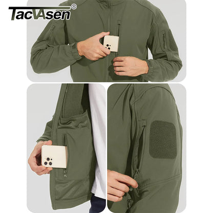 Men’s Waterproof Softshell Fleece Jacket – Hooded, Multi-Pocket, Outdoor Ready