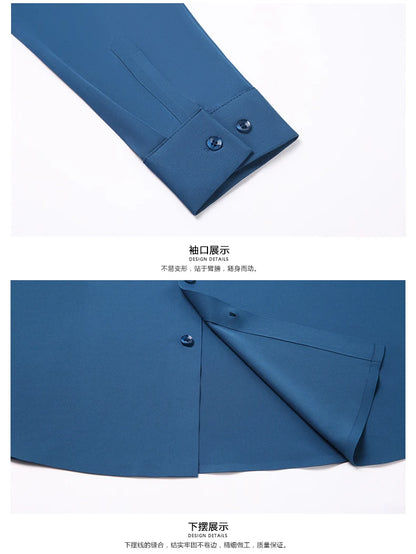 Men’s Ultra-Stretch Long-Sleeve Shirt – Silky Feel, Smart Casual Fit