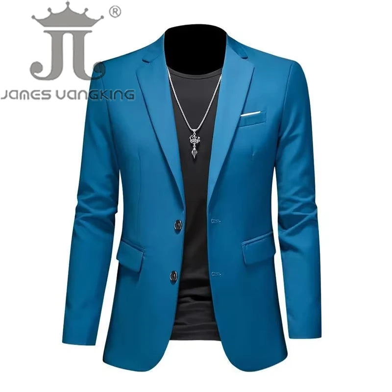Men’s & Teens Solid Color Single-Button Blazer – Formal & Semi-Formal