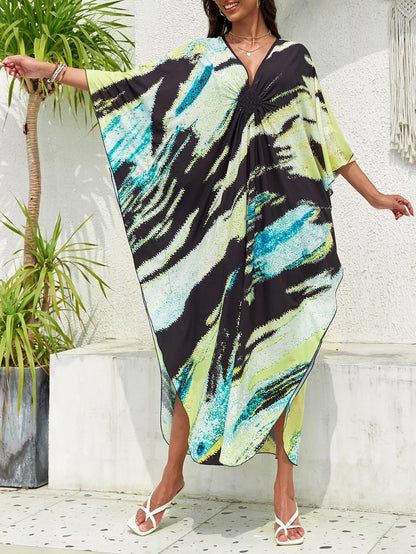 Women’s Flowing Caftan Cover-Up – Beach & Poolside Elegance