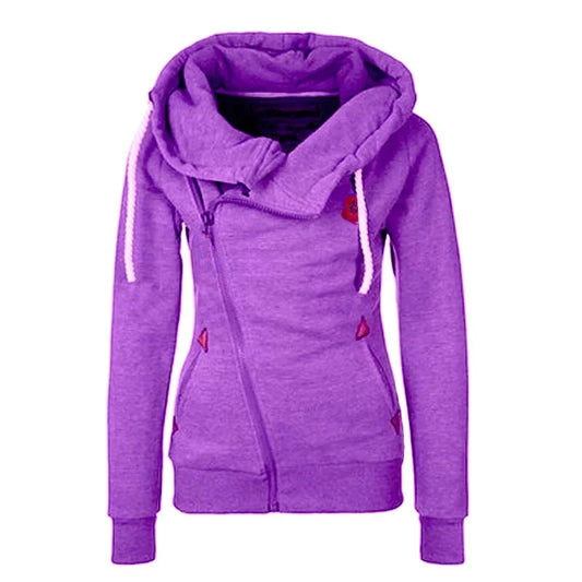 Women’s & Teens’ Side-Zip Hoodie – Warm, Soft, High-Neck, Casual Fit