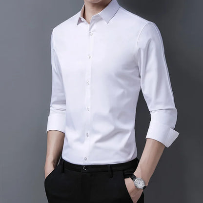 Men's Casual Fashion Business Solid Color Long Sleeved Shirt - The Dock Drop