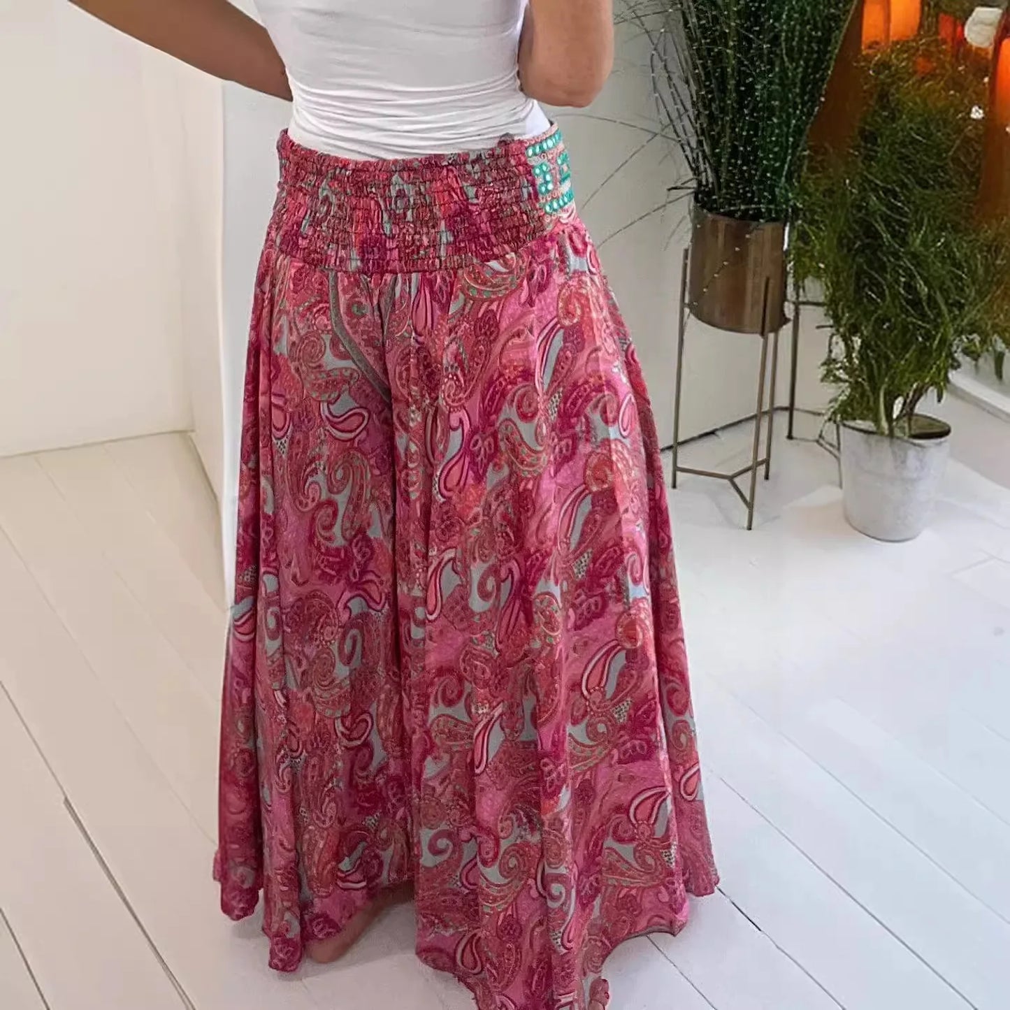 Women’s Floral Wide-Leg Pants – Boho Vacation Style