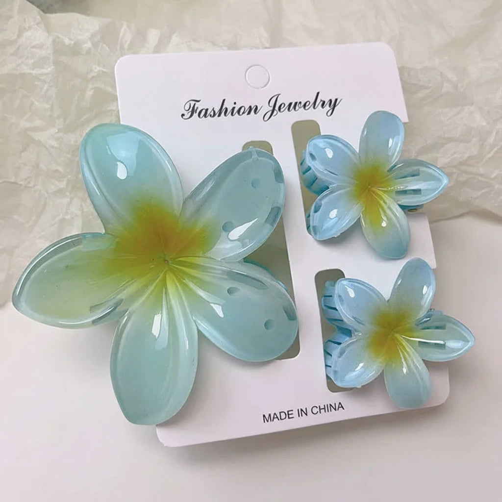 3-Piece Tropical Flower Hair Claw Clip Set