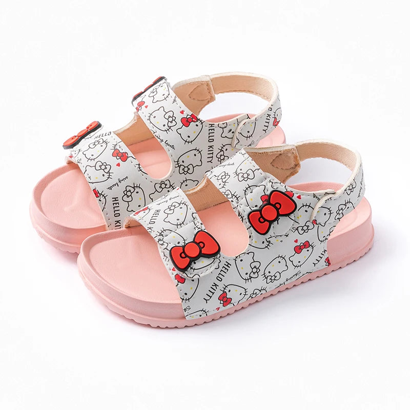 Girls Sanrio HelloKitty Sandals Kids Girls Spring Summer Little Kids Princess  Bow Fashion Teenage Shoes