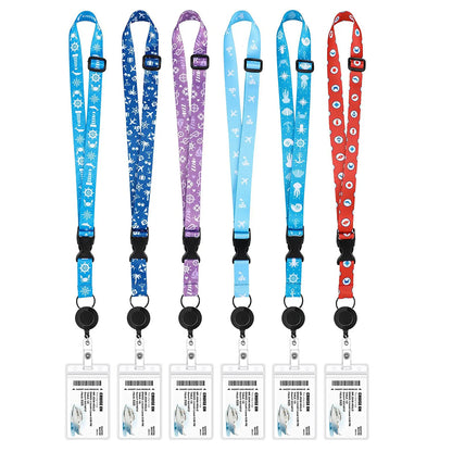 Nautical Print Retractable Cruise Lanyard – Waterproof ID Card Holder