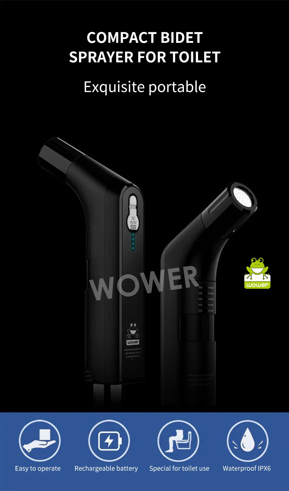 Rechargeable Portable Bidet for Travel, Cruises, RVs & Camping