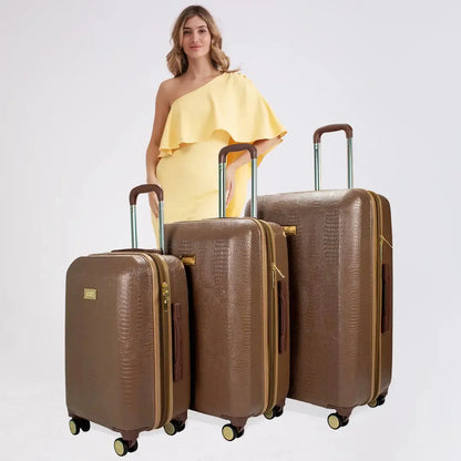 Snakeskin 3 Piece Expandable Classy Luggage Set - The Dock Drop