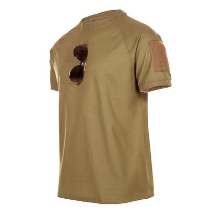 Men’s Quick Dry T – Shirt – Lightweight Breathable Short Sleeve Active Top – Khaki – S