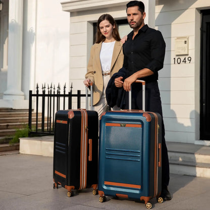 Vintage 3 Piece Expandable Retro Luggage Set - The Dock Drop